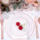 GATHER 700PCS Clear Rose Gold Plastic Plates 100 Guest for Wedding Party