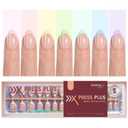 Beetles French Tip Press On Nails 224 Pcs 7 Colors, Short Almond Classic Fake Nail Tips, Pastel Romance Macaron Soft Gel Nails False Nails Art DIY For Women