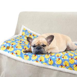XPUDAC Guinea Pig Bedding Mat Waterproof Blankets for Rabbit Hamster Small Animals, Washable Soft Sherpa Fleece Leakproof Bed Blanket Cage Bedding Accessories, Blue Duck-XXS