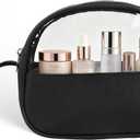 Small Clear Travel Makeup Bag, Waterproof Leak-Proof Toiletry Bag for Women, Simple Transparent Cosmetic & Makeup Bag Organizer (Black)
