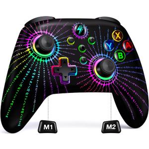 Wireless Switch Controller for Nintendo Switch/Switch 2/Lite/OLED, Switch Pro Controller support iOS/Android/Windows PC, Switch Remote Gamepad with Programmable Macro/Turbo/Motion Control/Vibration/Wake Up (Black-Magical)