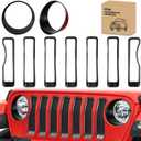 Nilight Grill Inserts fit for Jeep Wrangler Front Grille Inserts Headlight Cover Set for JL JLU Unlimited Sport Sports 2018 2019 2020 2021 2022 2023 Grille Bezels Trim Exterior Accessories Black 9 Pcs