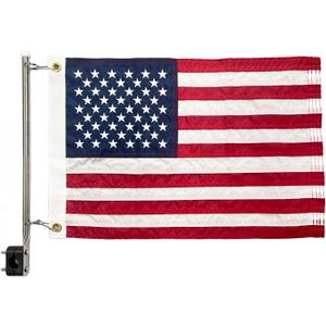 SYII American Boat Flag Pole Kits, Outdoor Embroiderers American Flag 12x18 Inch and Boat Flagpole, Boat Yacht Marine Stainless Flag Pole