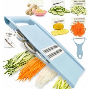 NACOLUS Handheld Mandoline Slicer for Kitchen, Vegetable Slicer Multi Blade Potato Chip, Veggie shredder, Vegetable Cutter, Julienne Shredder and peeler For Small Job In Kitchen Blue