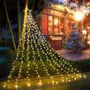 FUNIAO (New) Christmas Decoration Lights, 320 LED Waterfall Christmas Tree Lights with 12" Star Topper, 8 Modes Indoor Outdoor String Lights for Yard, Party, Home, Holiday (Warm White)