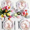 Easter Paper Napkins 100Pcs Pink Bunny Floral Napkins Spring Easter Egg Rabbit Flower Cocktail Napkins for Home Family Dinner Guest Hand Towels Bathroom Kitchen Spring Holiday Party Supplies (Pink)