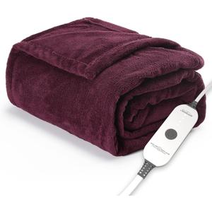 Sunbeam Electric Royal Luxe Microplush Heated Blanket, 4 Heat Settings, 4-Hour Auto Shut-Off, Fast Heating, Warm and Cozy, Grey Rodeen Plaid, King