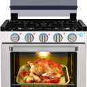 CAMPLUX Classic RV Stove Propane Range 21 Inches, Propane Oven with 3 Burners Cooktop for RV, RV Propane Oven Stove Combo 28,100 BTU/Hr, Stainless Steel RGS21MSF