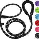 Dog Leash, 6 FT Heavy Duty Dog Leashes, Durable Premium Quality Strong Rope Slip Leash with Comfortable Padded Handle and Highly Reflective Threads for Small Medium and Large Dogs, (Black) (6 Feet x 1/2 Inch)