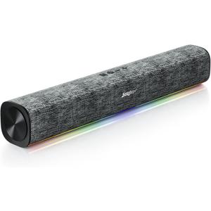SOULION R100 Plus Computer Speakers with Dynamic RGB Light, Rechargeable Bluetooth Speaker with Switch Button, Clearly Sound Soundbar for Desktop Monitor, PC, Tablets(3.5mm Aux Connection Included)