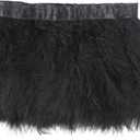 Turkey Marabou Feather Fringe Trim - 2 Yards Natural Fluffy Feathers Trim 6-8 inch in Width for Sewing Crafts Costume Decoration(Black)