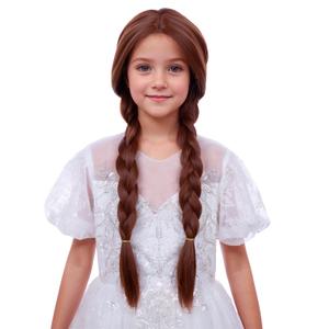Kids Ginger Braid Wig Girls Orange Wig with 2 Pigtails Child Long Auburn Braided Wigs Halloween Cosplay Wigs for Kids
