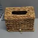 BIBELUN Woven Tissue Box Cover, Water Hyacinth Hand Towel Holder Compatible with Kleenex Disposable Paper Hand Towels, Farmhouse Wicker Napkin Dispenser for End Table, Bathroom, Kitchen, Home Decor