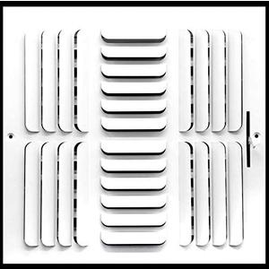 HVAC Premium 10"w X 10"h [Duct Opening] 3-Way Fixed Curved Blade Air Supply Diffuser Register Vent Cover Grille [Outer Dimensions: 11.75"W X 11.75"H]