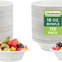 Freshware Paper Bowls - Disposable 16 oz. Soup Bowl, 250-Pack Biodegradable Sugarcane Fiber Serving Bowls - Heavy Duty Bagasse for Hot Food Plates - Microwave & Freezer Safe, Stackable Dinnerware