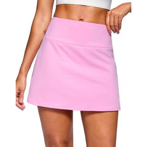 SANTINY 15" Skorts for Women with 2 Pockets High Waisted A Line Casual Pickleball Golf Skort Athletic Tennis Skirt