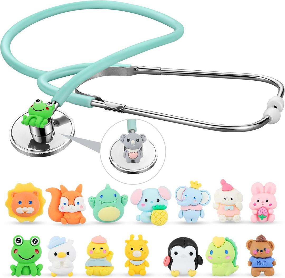 TrelaCo 16 Pcs Stethoscope Real Working Cartoon Animal Charms Role Play Doctors Nurses Party Accessories