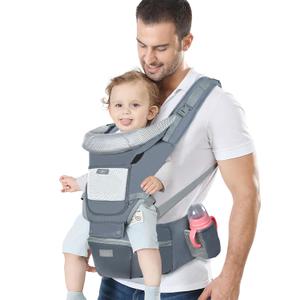 Baby Carrier Ergonomic Infant Carrier with Hip Seat Kangaroo Bag Soft Baby Carrier Newborn to Toddler 7-45lbs Front and Back Baby Holder Carrier for Men Dad Mom (Dark Gray)