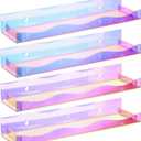 Hiceeden 4 Pack 15" Iridescent Acrylic Floating Shelves, Wall Mounted Floating Bookshelf Organizer for Room, Clear Nail Polish Sunglasses Display Shelf for Picture Ledge, Book, Funko Pop