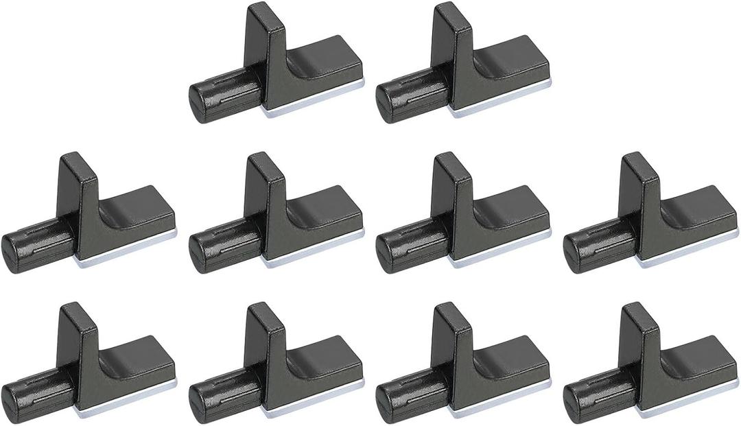 uxcell 10 Pcs Shelf Support Pegs, 7.5mm/0.30" Pin Length Zinc Alloy Kitchen Cabinet Shelf Holder Support Pins for Bookshelf Cupboard Closet Furniture, Black