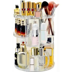 360 Rotating Makeup Organizer for Vanity Adjustable Cosmetic Display Case Large Capacity Skincare Organizers Perfume Organizer Spinning Holder for Countertop Vanity and Bathroom