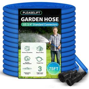 Garden Hose, 75ft Water Hose, Lightweight Outside Lawn Hose, Outdoor Hose for Yard Backyard, Collapsible & Car Wash 3/4" Connectors Manguera de Agua, Yarn Essential Lawn & Garden Watering Equipment
