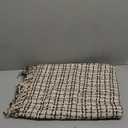 Cream and Black Simple Check Throw Blanket | Large 58 X 67 Inches + 3.5" Tassels | Cotton Couch, Sofa, and Bed Blanket | Interior Home Decor Design | Decorative Living Room Blanket