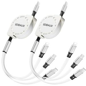 Multi Charging Cable,USB C to 3 in 1 Retractable Lightning/Type-C/Micro Port Fast Charger Cord for iPhone 17 16 15 14 13 12 Pro Max,Galaxy S23/S22/S20,Cell Phones Tablets Universal Use (2Pack-3.3ft)