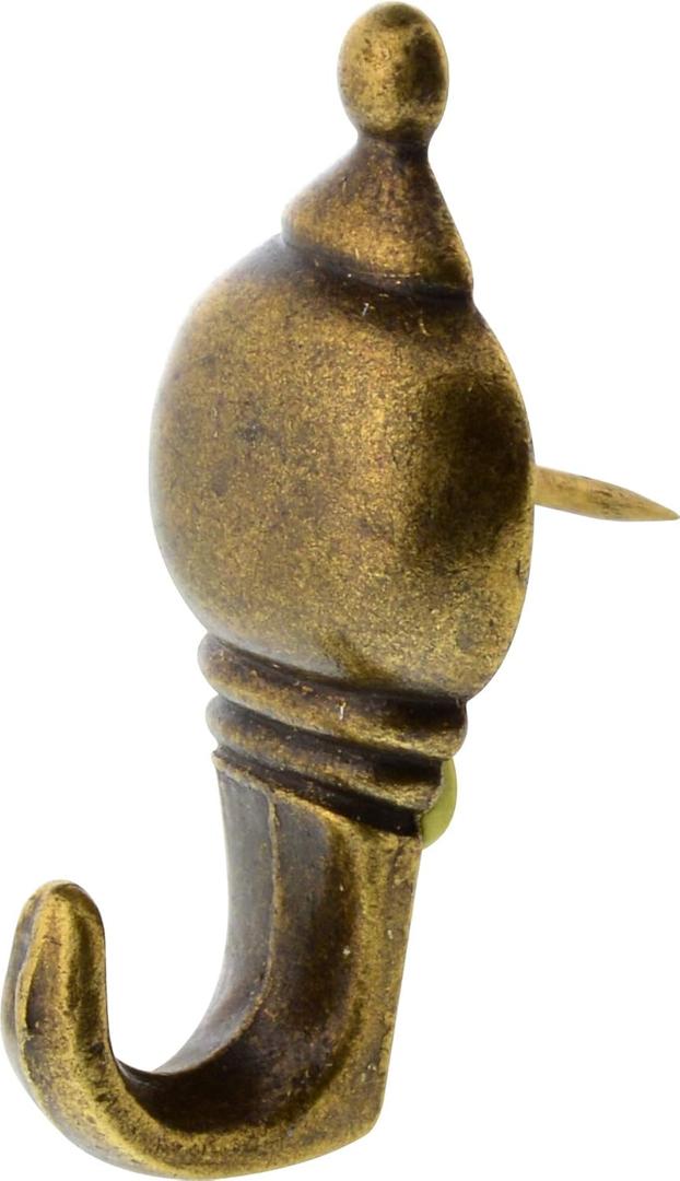 The Hillman Group 122212 Antique Push Pin Hanger Brass Plated, 3-Pack