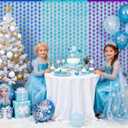 3 x ADLKGG Winter Wonderland Decorations, Frozen Birthday Party Backdrop, Blue Purple Snowflake Foil Fringe Curtain Tinsel Streamers Photo Booth Props for Christmas Baby Shower Home Decor, 3Pcs