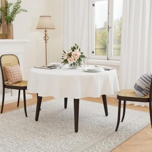 GFCC 72 Inch Round Tablecloth - Round Polyester Tablecloth Round Table Cover Table Cloth for Event Wedding Birthday Party Banquet Restaurant, White