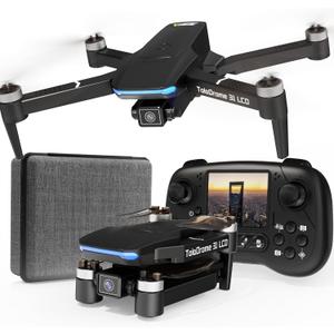 TD31LCD RC Drone with LCD Screen, Foldable Drone for Beginners Digital Image Real-time Transmission, Fine Tuning Function Brushless Motor Drones for Adults