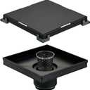 Matte Black Square Shower Drain, HIDROP SUS 304 Stainless Steel 6 inch Bathroom Shower Drain with Removable Tile Insert and Hair Strainer