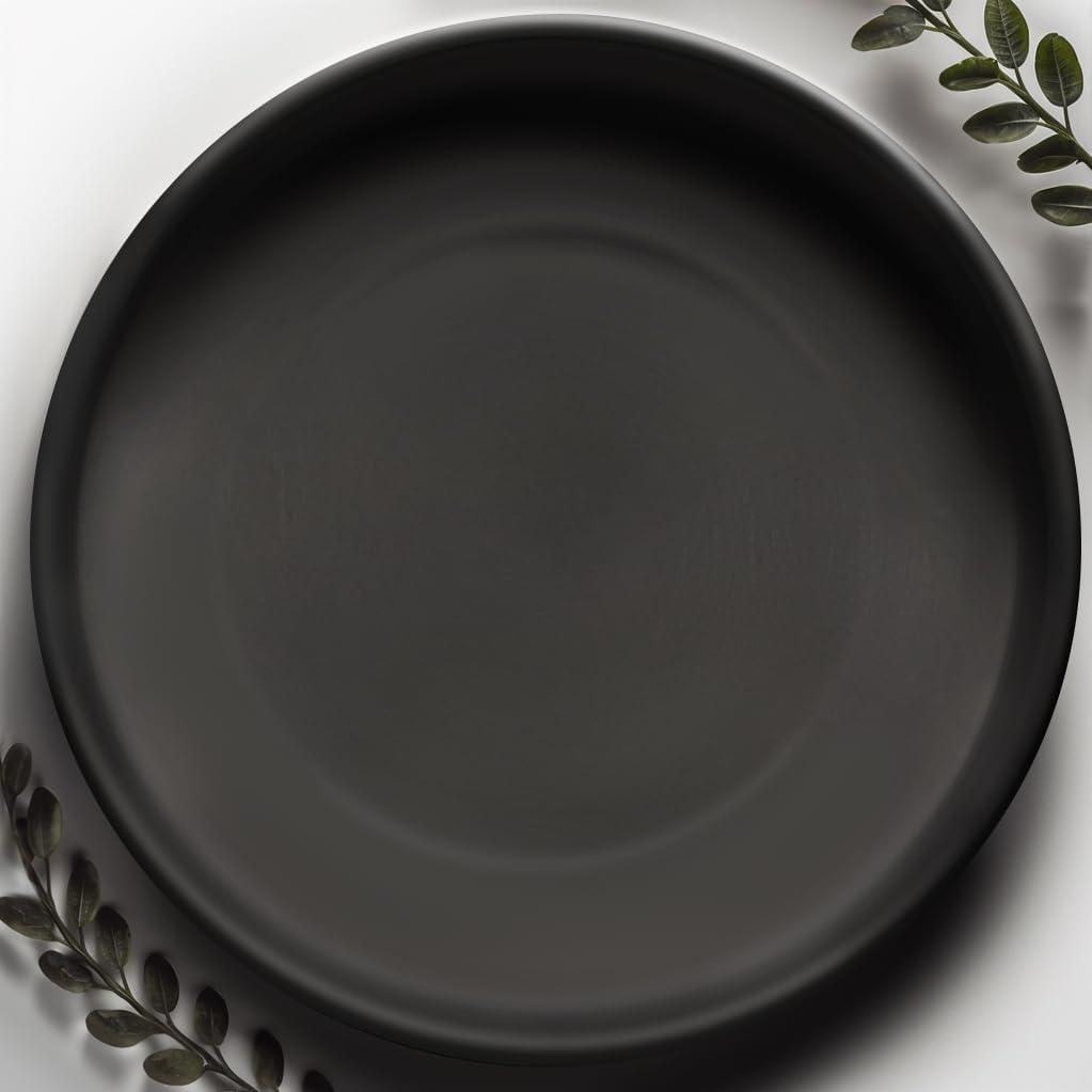 Willowy 15 Inch Black Ceramic Plant Saucer - Drip Trays for 12,13,14 Inch Planters - Plant Saucers for Indoors - Trays for Pots - Pot Saucers - Water Tray - Dishes Saucer
