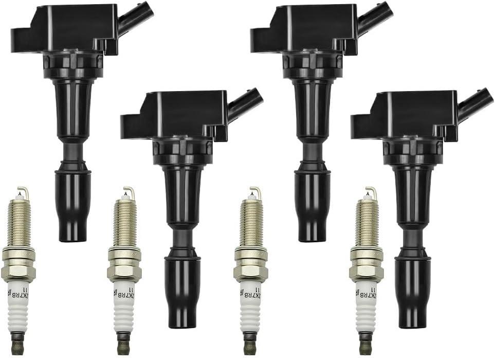 Set of 4 UF764 Ignition Coil Pack with Spark Plugs Compatible with 2015-2019 Hyundai Sonata Hyundai Kia Optima Genesis G70 G80 G90 Kona N Santa Fe Sport Tucson 2.0L 5.0L 2.4L Replace# 27300-2GGA0