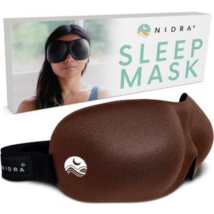 Nidra Contoured Sleep Mask for Side Sleepers  Zero Pressure Fit, Light Blocking Eye Shade for Sleeping & Travel  Brown, Standard Size