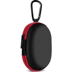 MOLOVA for Earbuds Carrying Case, Small Oval Storage Cases, Tech Pouch, Portable Storage Earbud Pouch Bag for Earbuds, in-Ear Headphones, Earphones, Headsets, Hearing Aids, USB Charging Cable, Red
