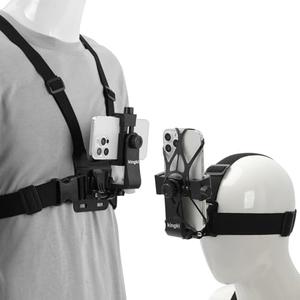 KINGKI Mobile Phone Chest Strap Harness Mount Head Strap Holder Kit for POV/VLOG,Cell Phone Clip Compatible with iPhone,Samsung,GoPro Hero 12, 11,10, 9, 8, AKASO,DJI Osmo,and Action Cameras…