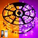 JMEXSUSS 168ft 600 LED Halloween Decor Lights Outdoor Clear Wire, Orange Purple String Lights Indoor Plug in,Halloween Lights for Tree Porch Yard Decorations