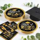 LINHAXM 50 Sets Graduation Plates and Napkins 2026 with Forks Black and Gold Congrats Grad Disposable Paper Plates and Napkins Party Supplies for Graduation Decorations Class of 2026