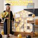 4.5FT Graduation Decorations Class of 2026 - Large Marquee Numbers 26 with Graduation Cap, White Mosaic Frame Number Pre-Cut Cardboard Light Up Kit for University College school Graduate Decorations