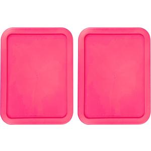Replacement Lids fits Pyrex 3-Cup Glass Food Storage Container Bowls, (7.75 x 5.75-Inch) Plastic Rectangle Lids Covers for Pyrex 7210-PC, Airtight & Leakproof (2-Pack, Fuchsia)