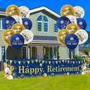 Retirement Party Decorations Blue Gold Happy Retirement Banner with 18Pcs Balloons Large Retire Yard Sign for Men, Women, Farewell Party Outdoor Indoor Hanging Decor Supplies.
