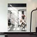 Delma Frameless Mirror Tiles 16"x12"x8 Pcs Wall Mounted, Shatter Resistant Full Length Tempered Glass Panels for Home Gym Bathroom Bedroom & Living Room Decor