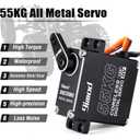 55KG High Torque Servo High Speed HV 8.4V Coreless RC Steering Servo Motors Stainless Steel Gear Low Profile Waterproof RC Crawler Servo for 1/8 1/10 1/12 Scale Cars DIY Robotic - 270 Degree