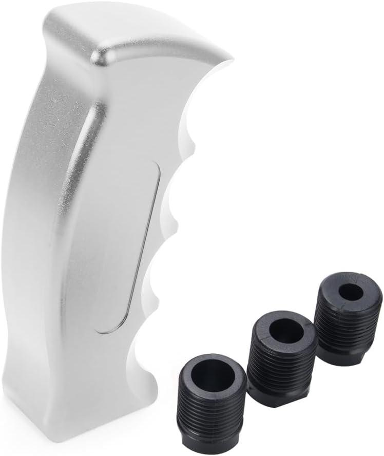 Universal Aluminum Slotted Pistol Grip Handle Manual MT Gear Stick Shift Knob Shifter Fit Most Manual Auto Vehicles (Silver)
