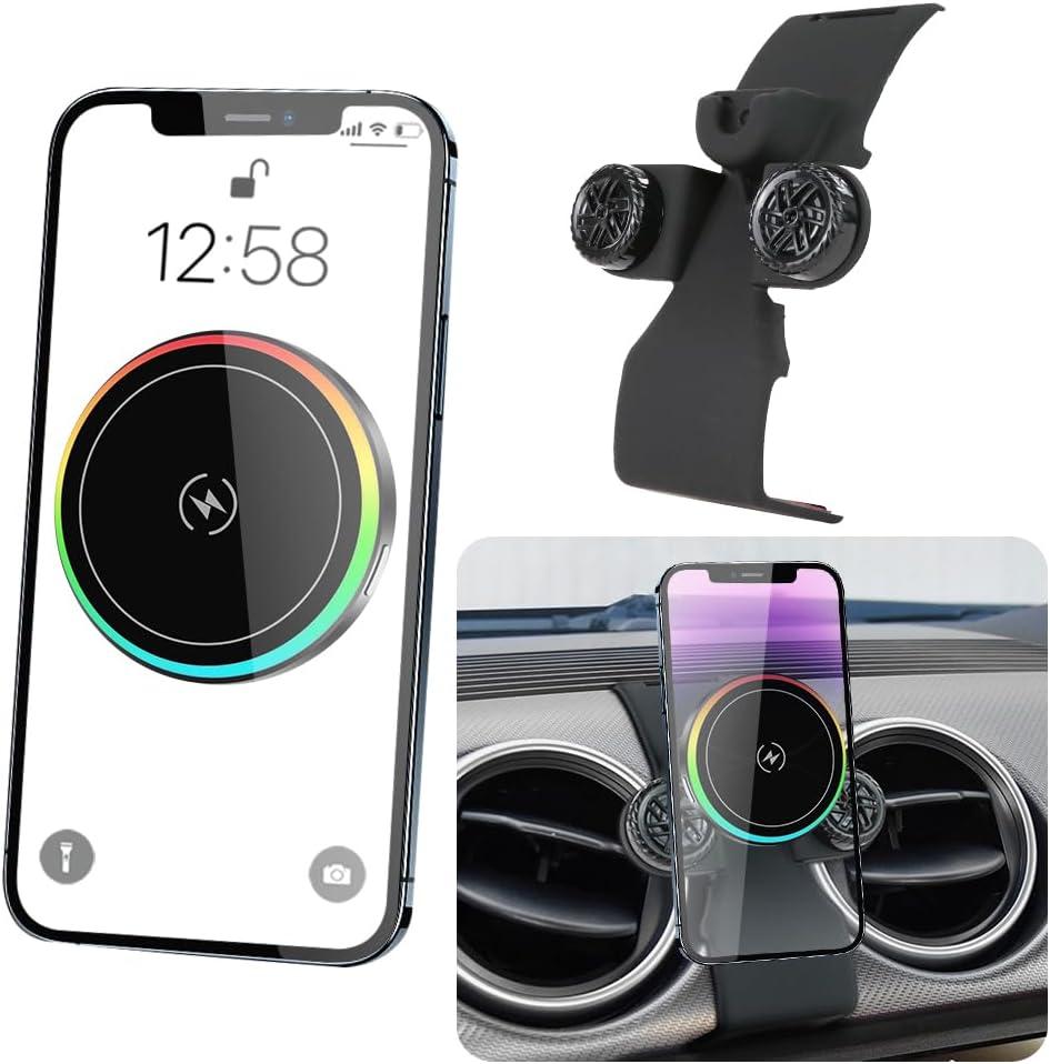 Car Magnetic Phone Mount for Ford Mustang 2015 2016 2017 2018 2019 2020 2021 2022 2023 Auto Interior Accessories Best Cellphone Holder Fast 15W Wireless Charger Cell Phones Charging Stand