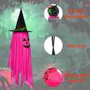 Halloween Decorations, 2 Pack Pink Pumpkin Wizard Hat Pre-Installed Pumpkin Ghost Ghosts Witch Hanging Ornaments Decor