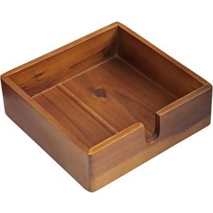Acacia Lunch Napkin Holder 7.8 x 7.8 inches for Dining Table and Kitchen  Napkin Dispenser Made from Brown Acacia Wood  Premium Quality Feel for Dessert Beverage Party Dinner Luncheon Bar Table
