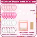 Sanwuta 2026 Graduation Decorations, 8 Pcs Pink Balloon Boxes for Graduation Party with Letter Grad 2026 & So Proud of You and 60 Pcs Ballons, Class of 2026 Grad Congrats Party Supplies for Any Grades